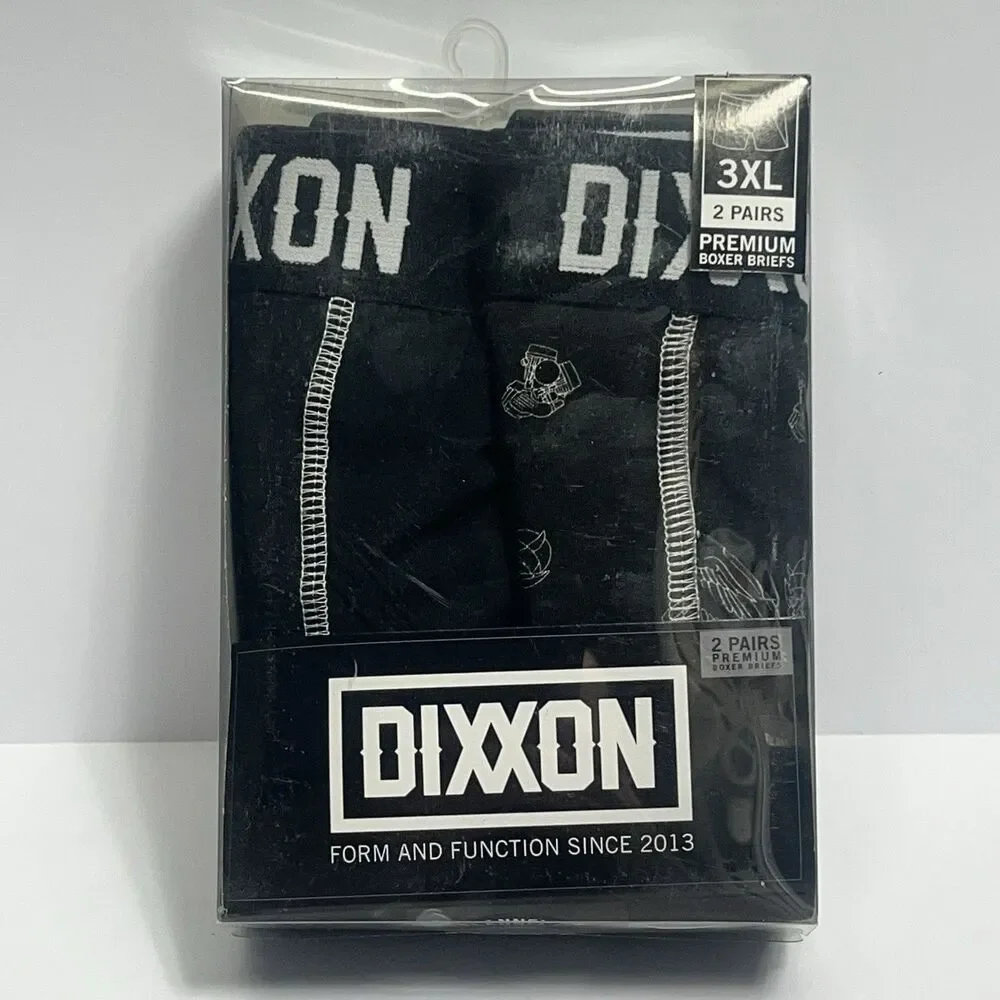 DIXXON FLANNEL Co. Premium Boxer‎ Briefs Mens 3XL  (2Pk) New In Box Motor Black